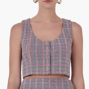 Endless Rose Pink and Gray Tweed Crop Top